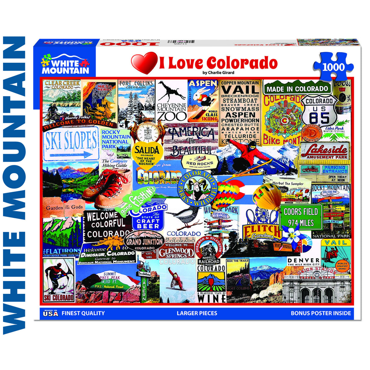 I LOVE COLORADO 1000 pc super deluxe Jigsaw Puzzle WHITE MOUNTAIN 1179