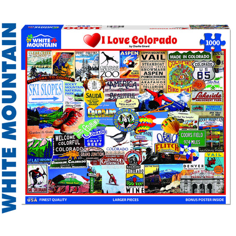 I LOVE COLORADO 1000 pc super deluxe Jigsaw Puzzle WHITE MOUNTAIN 1179