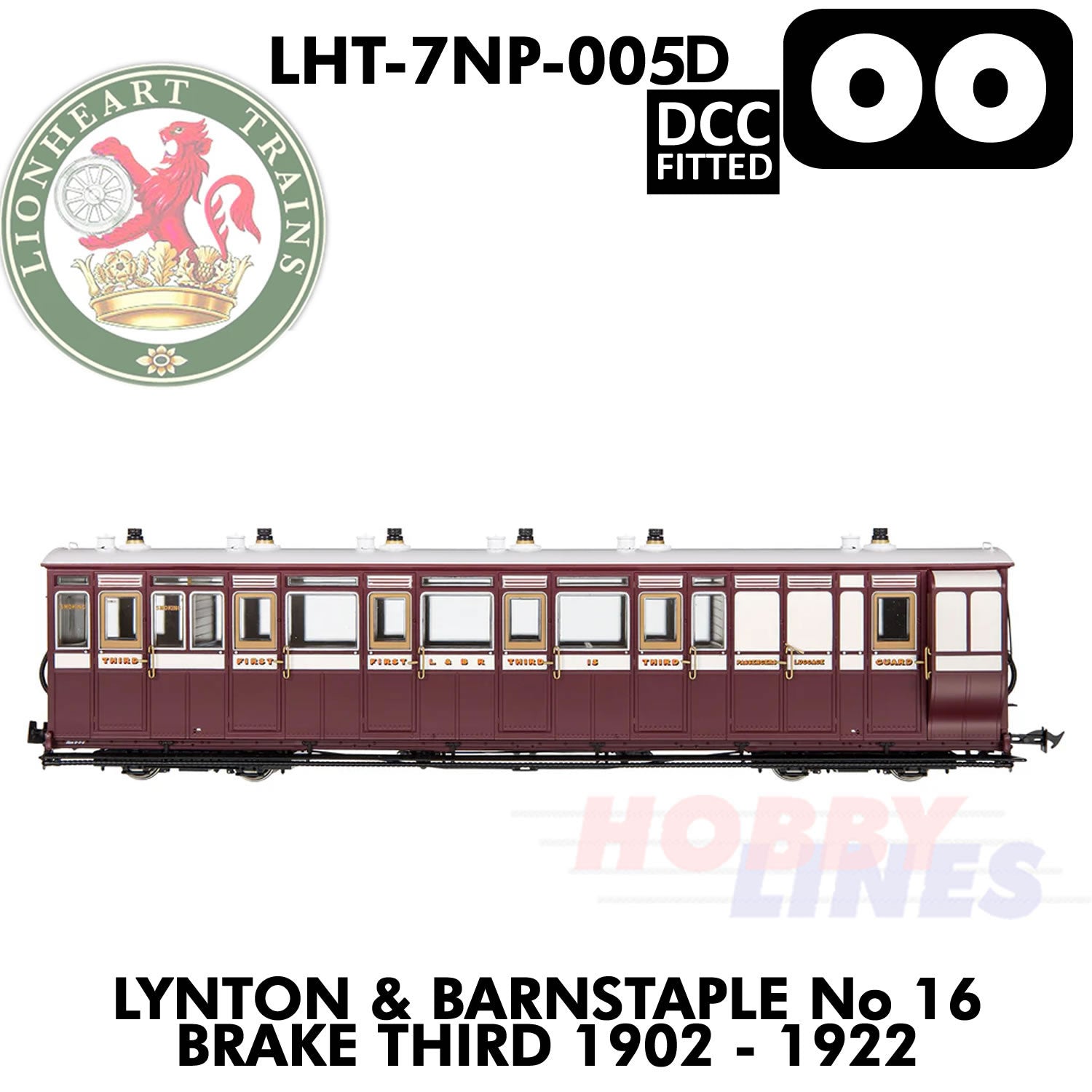 Lynton & Barnstaple  No.16  Brake Third 1902-1922 - DCC - 1:43.5 OO | Lionheart Trains | LHT-7NP-005D
