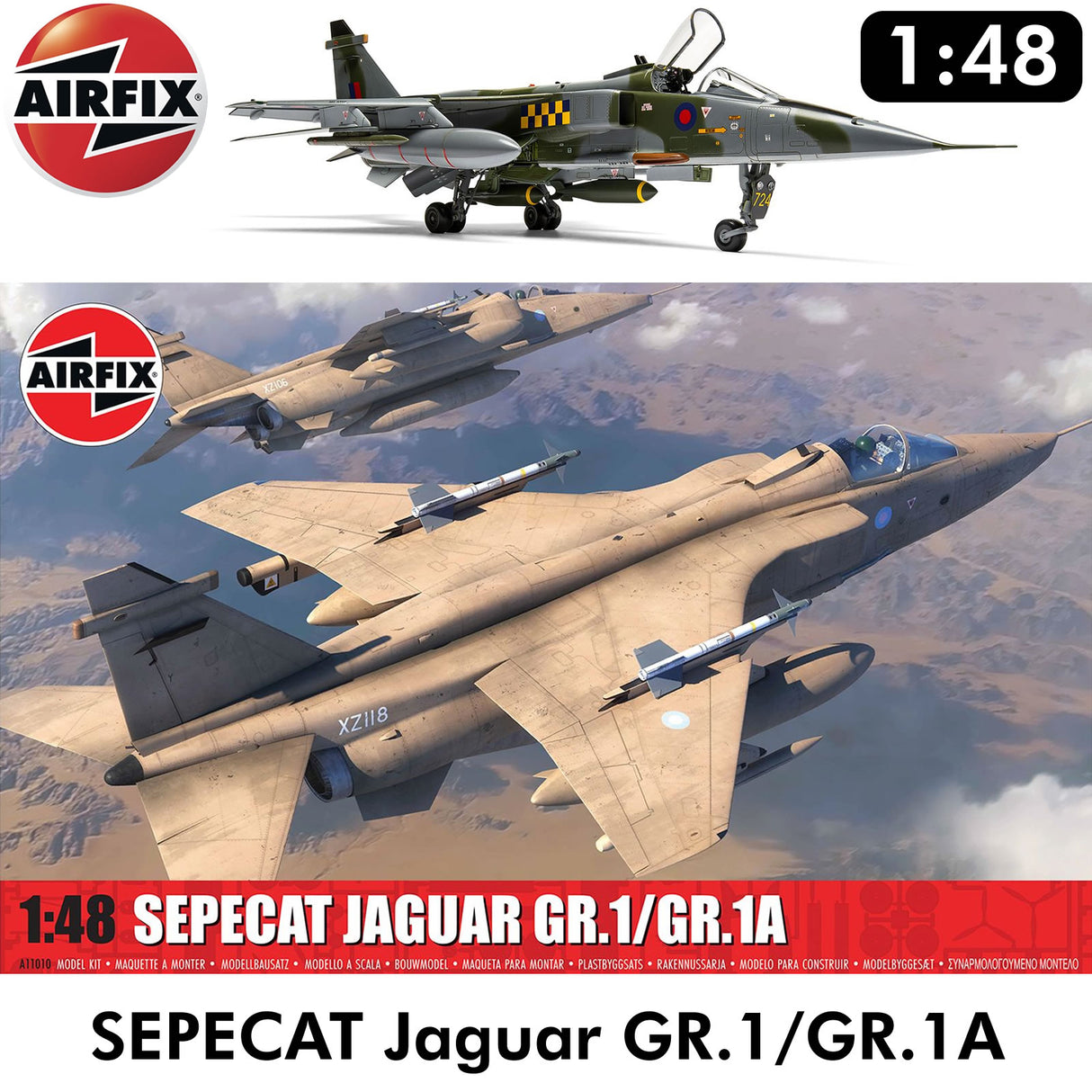 SEPECAT Jaguar GR.1/GR.1A Military Aircraft RAF France 1:48 kit | Airfix | A11010
