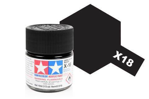Acrylic Mini Paint - X-18 Semi Gloss Black | Tamiya | TM81518