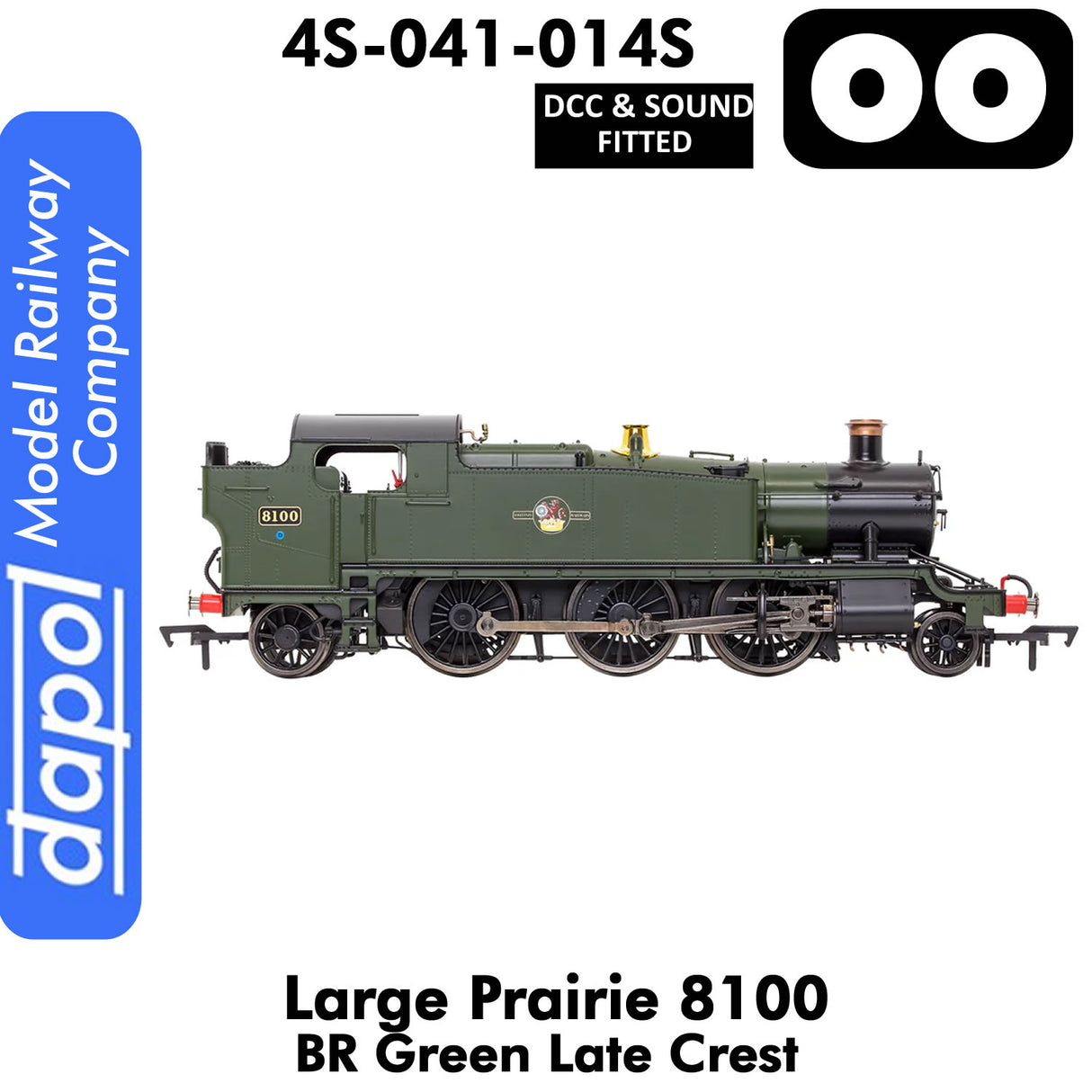 LARGE PRAIRIE 8100 BR Late Crest Steam Locomotive DCC & Sound | Dapol | 4S-041-014S