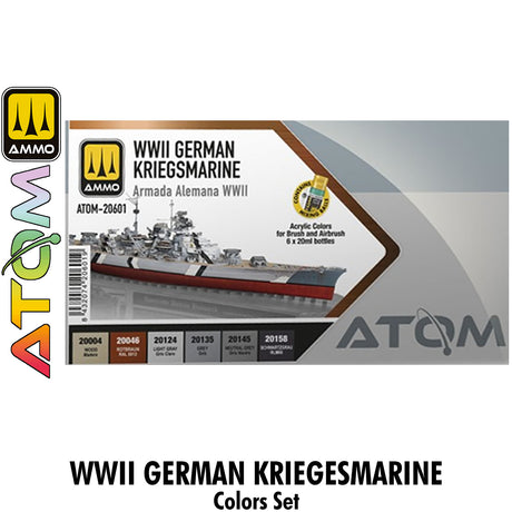 ATOM Set German KRIEGSMARINE WWII set - 6 20ml Acrylic Paint | Ammo by Mig Jimenez