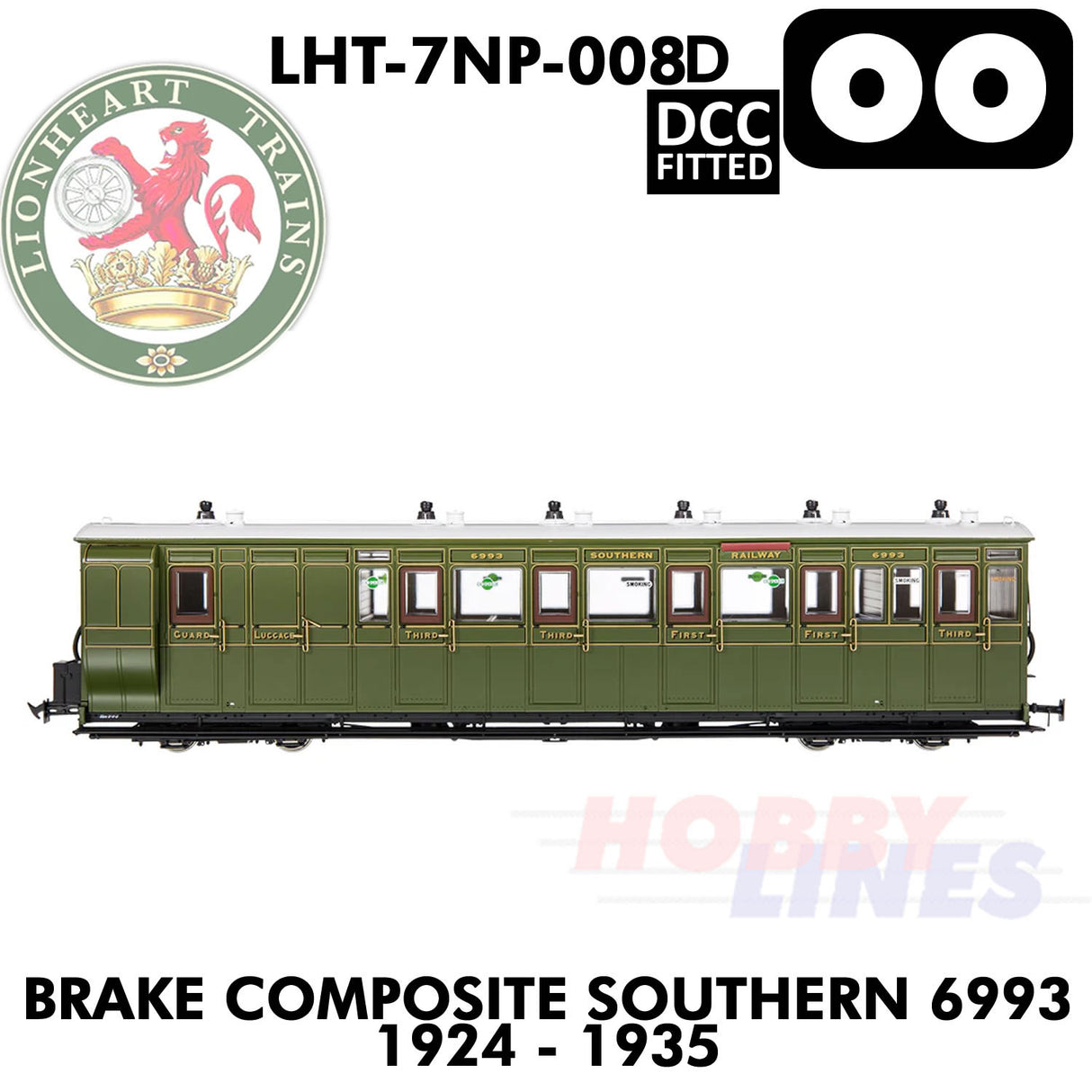Brake Composite Southern - 6993 1924- 1935 - DCC - OO | Lionheart Trains | LHT-7NP-008D