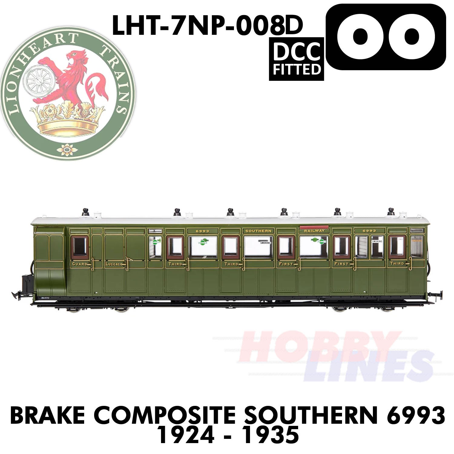 Brake Composite Southern - 6993 1924- 1935 - DCC - OO | Lionheart Trains | LHT-7NP-008D