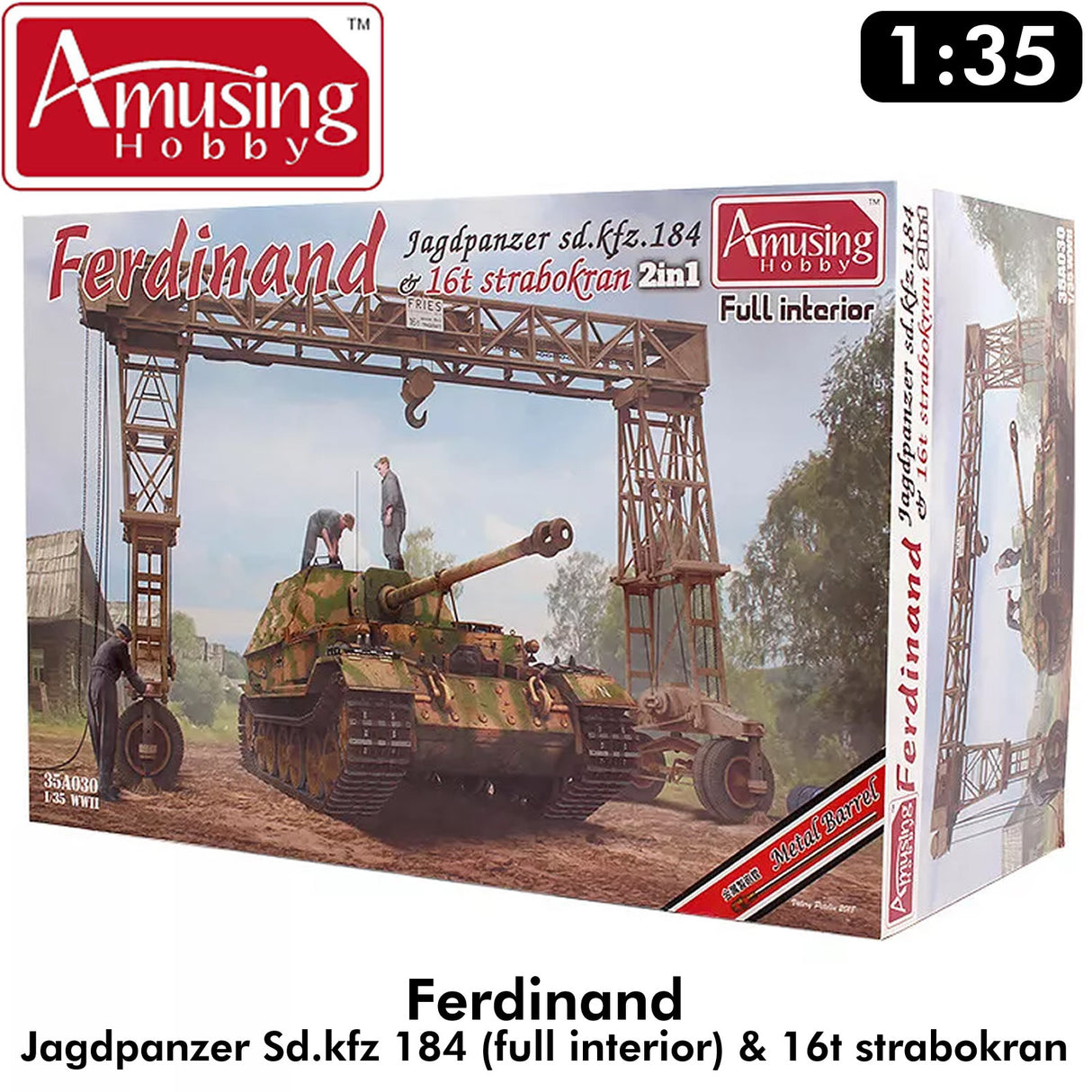 SD. Kfz184 FERDINAND Tank & 16t STRABOKRAN 2in1 1:35 kit | Amusing Hobby | 35A030