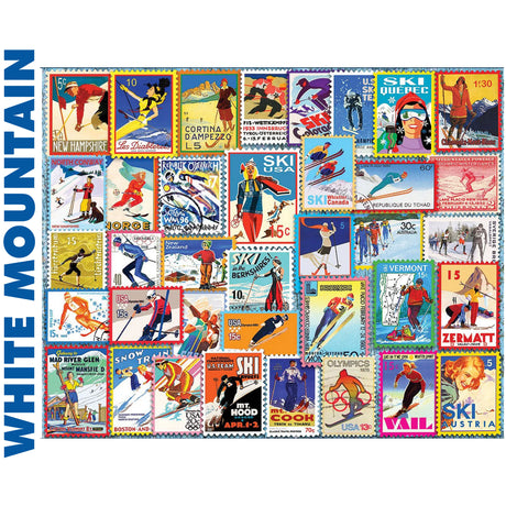 SKI STAMPS 1000 pc super deluxe Jigsaw Puzzle WHITE MOUNTAIN 1915pz
