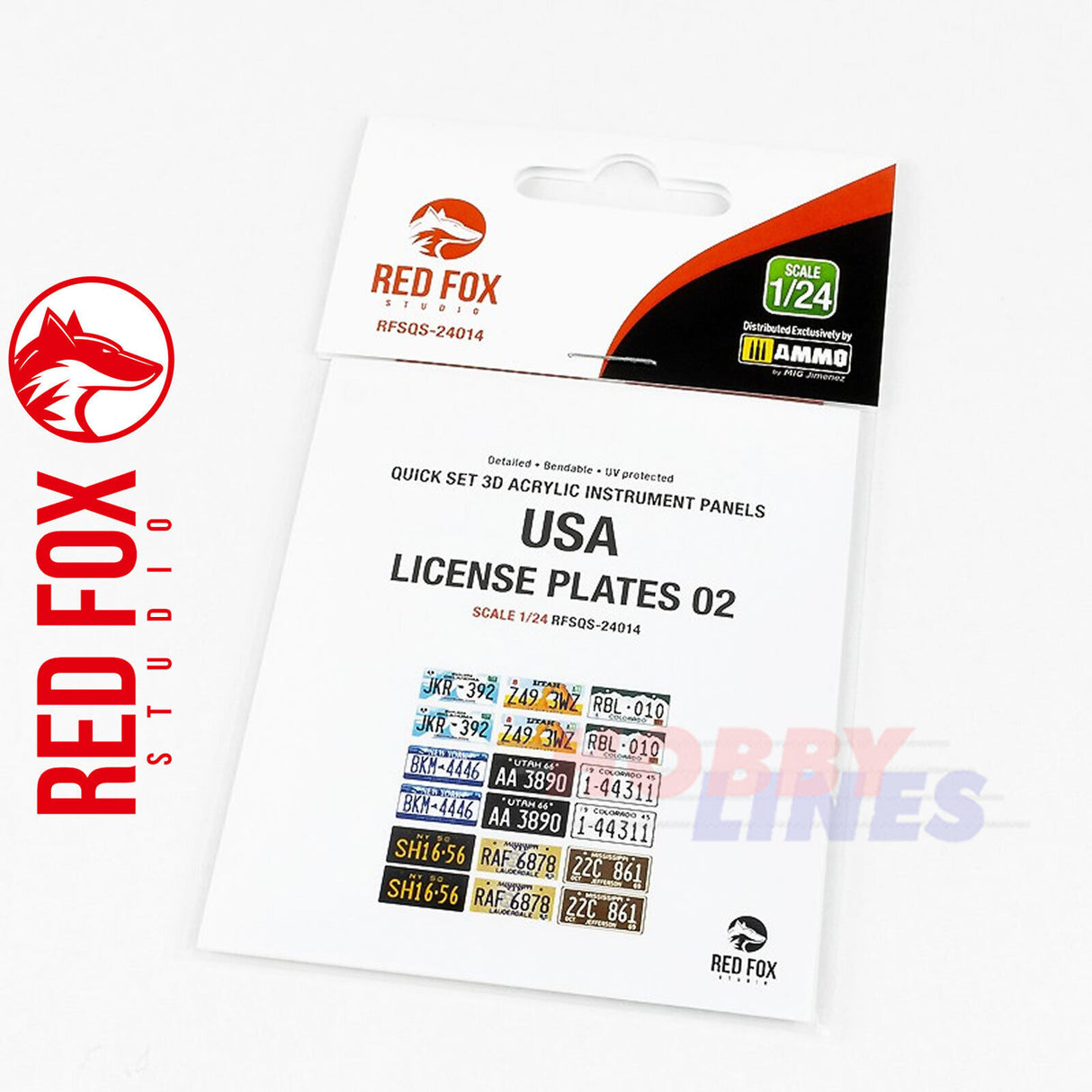 Red Fox Studio 3D Printed LICENSE PLATES USA vol.02 1:24 Front rear 9 sets kits