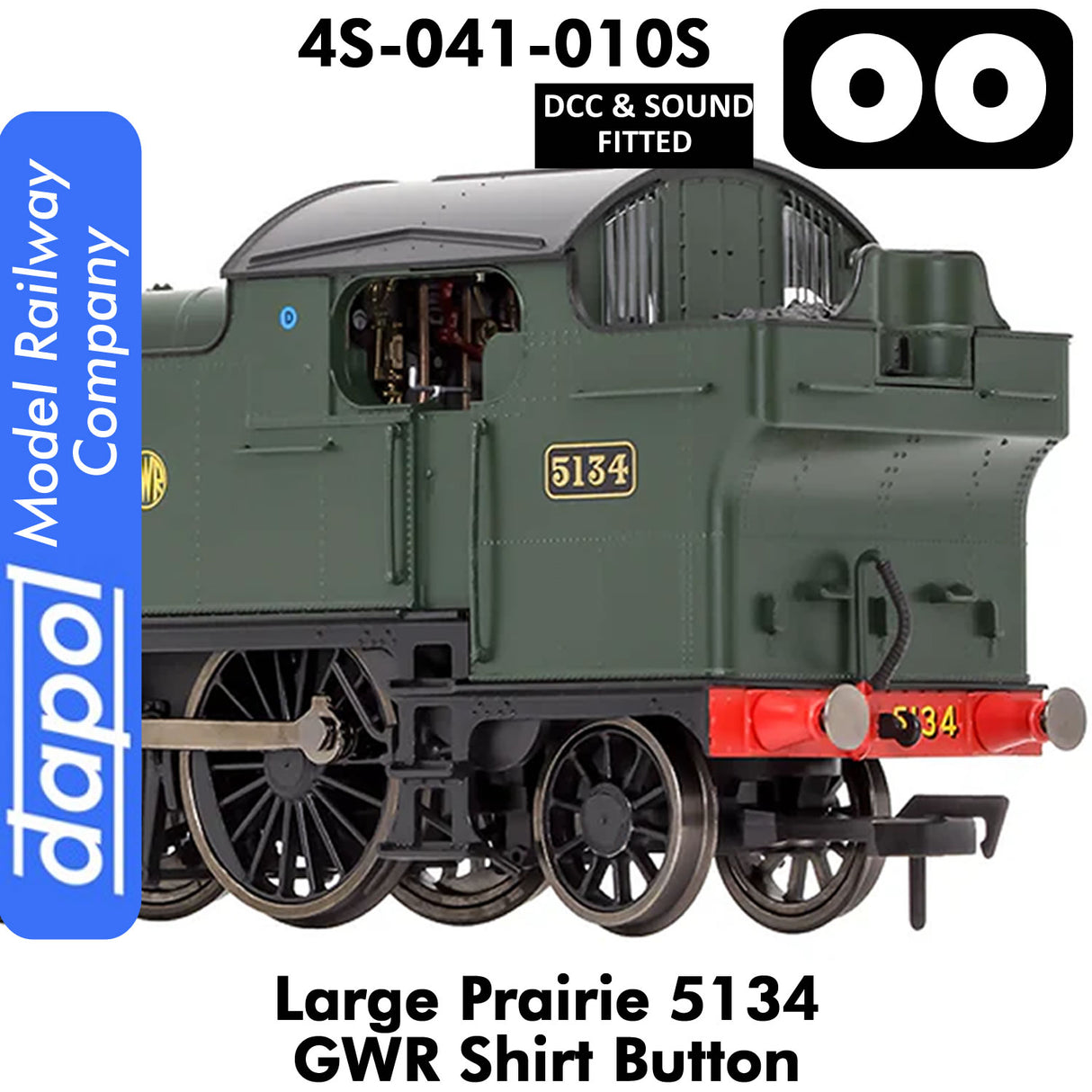 LARGE PRAIRIE 5134 GWR SHIRT BUTTON DCC & Sound Steam Locomotive | Dapol |  4S-041-010S