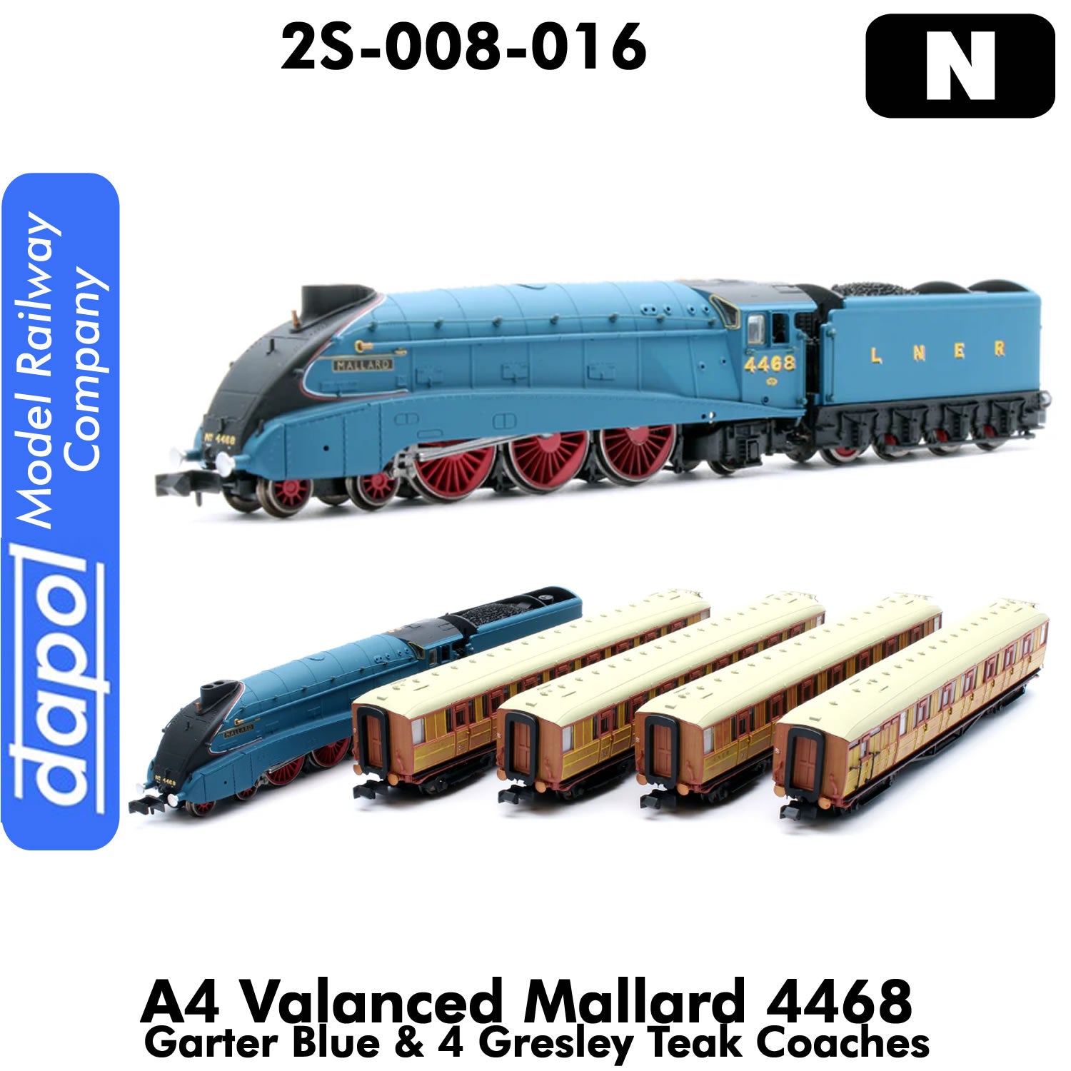 A4 MALLARD 4468 Garter Blue + 4 Teak Gresleys DCC Fitted | Dapol |  2S-008-16
