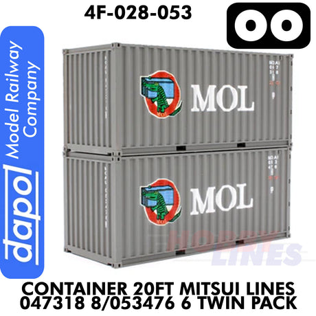 20ft Container Mitsui Lines 047318 8/053476 6 - Twin Pack | Dapol | 4F-028-053