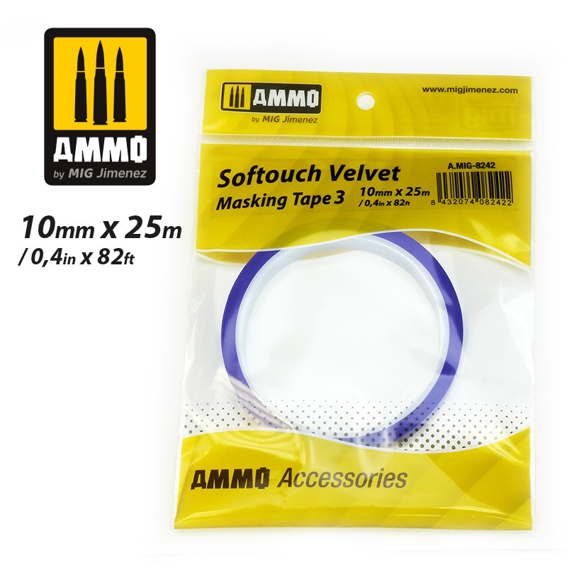 Softouch Velvet - Masking Tape 3 - 10mm x 25m | Ammo by Mig Jimenez | MIG8242