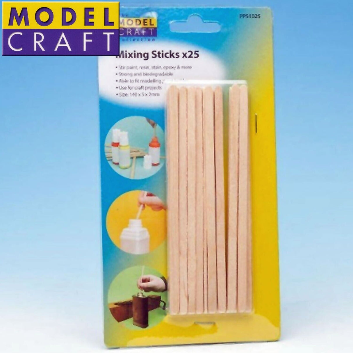 Wooden Mixing Sticks - 25 Pack | ModelCraft | PPS1025