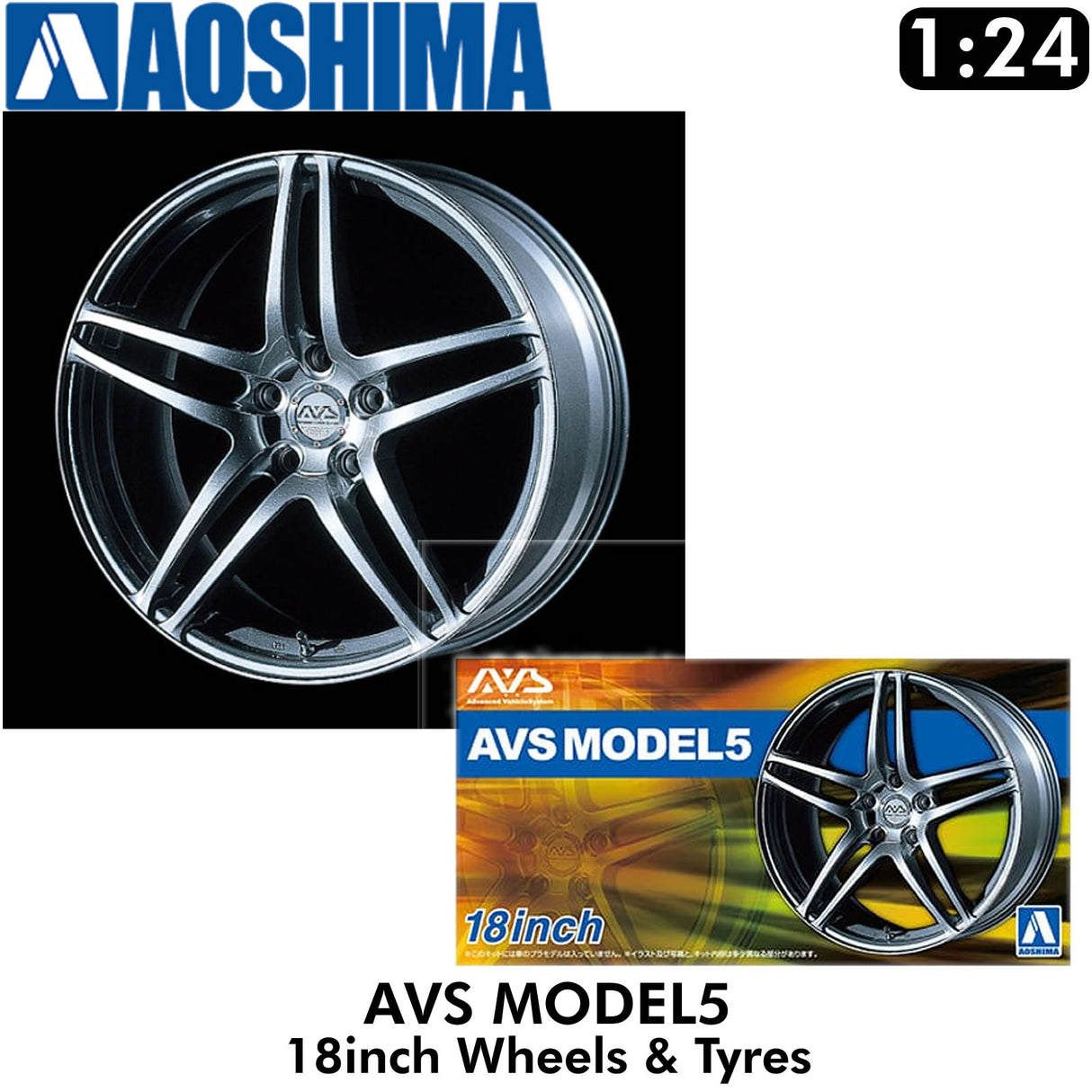 Wheels & Tyres AVS MODEL5 18inch Set of 4 Tuned Parts Rims Aoshima 06943