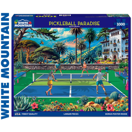 PICKLEBALL PARADISE 1000 pc super deluxe Jigsaw Puzzle WHITE MOUNTAIN 1944