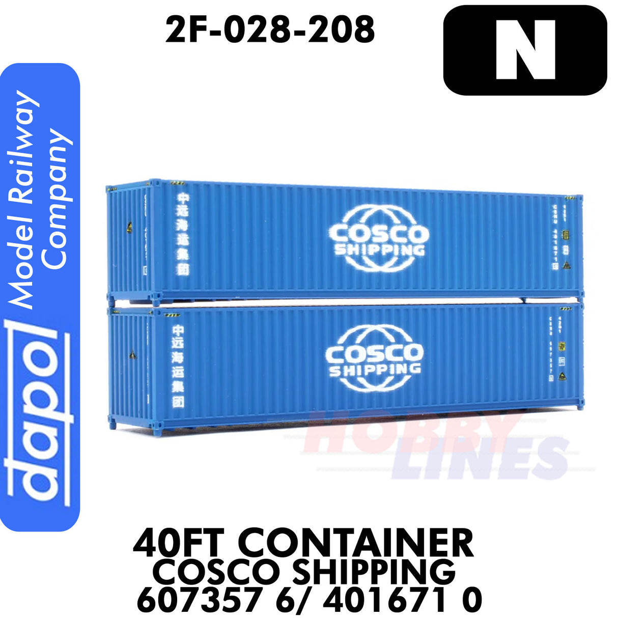 40ft Shipping Container Cosco - Twin Pack | Dapol | 2F-028-208