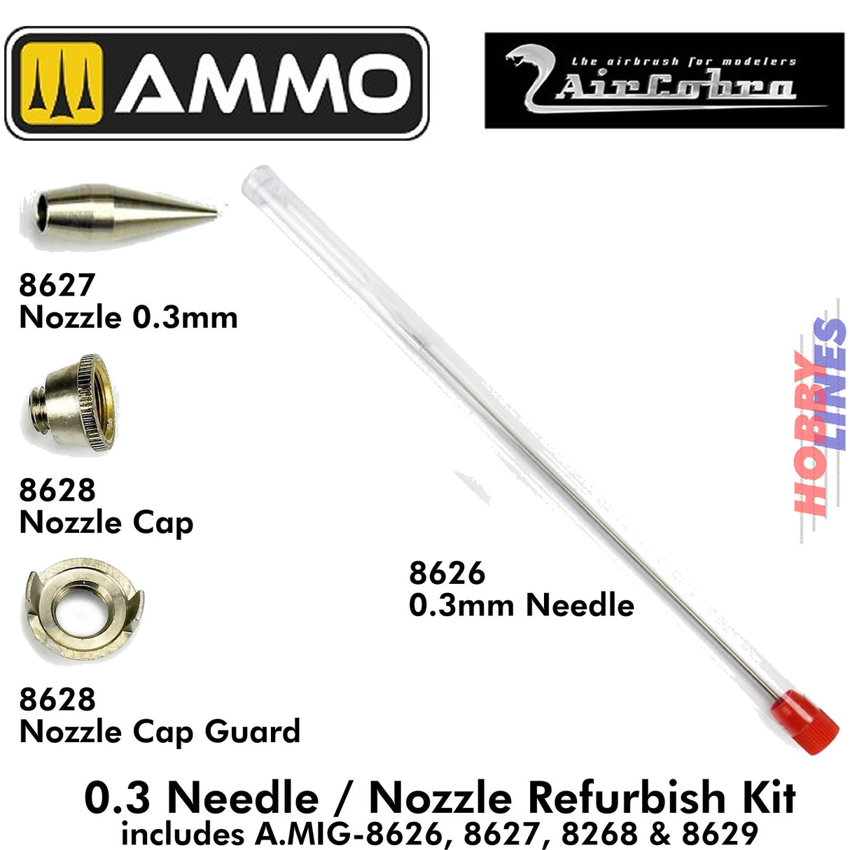 AIRCOBRA Airbrush Spare Parts - 4 piece set | Ammo by Mig Jimenez | MIG8630