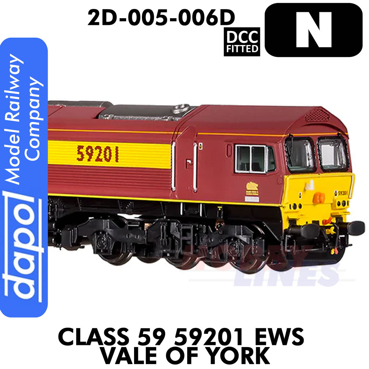 Class 59 59201 EWS Vale of York - DCC Fitted | Dapol | 2D-005-006D