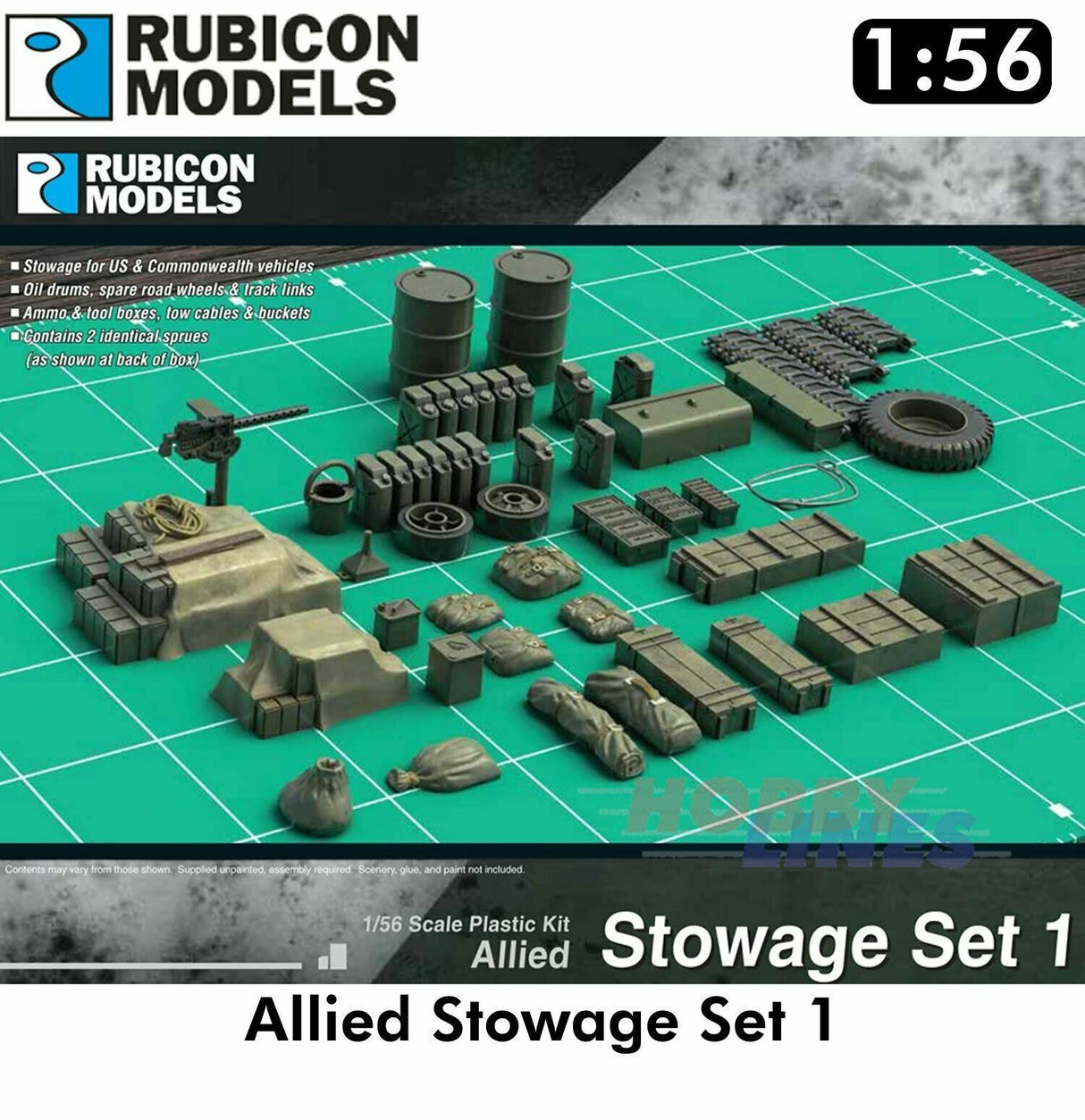 Allied Stowage Set 1 Diorama Plastic Model Kit 1:56 Rubicon Models 280033