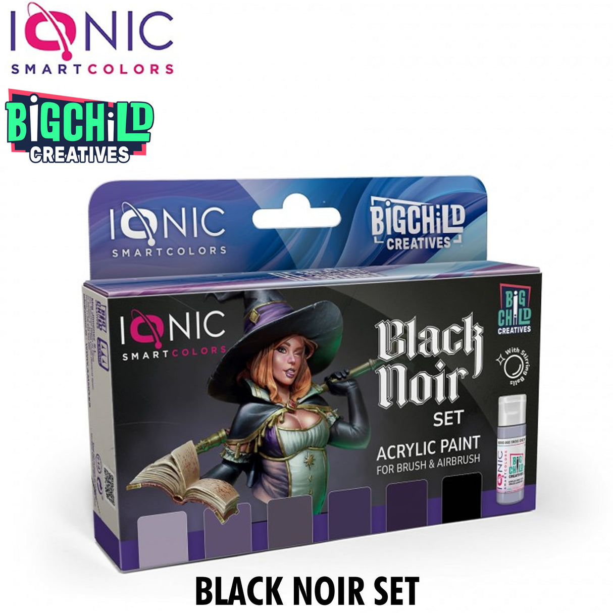 IONIC BLACK NOIR SET Colours Acrylic Paint - 6 jars 20ml | Ionic | IONIC0502