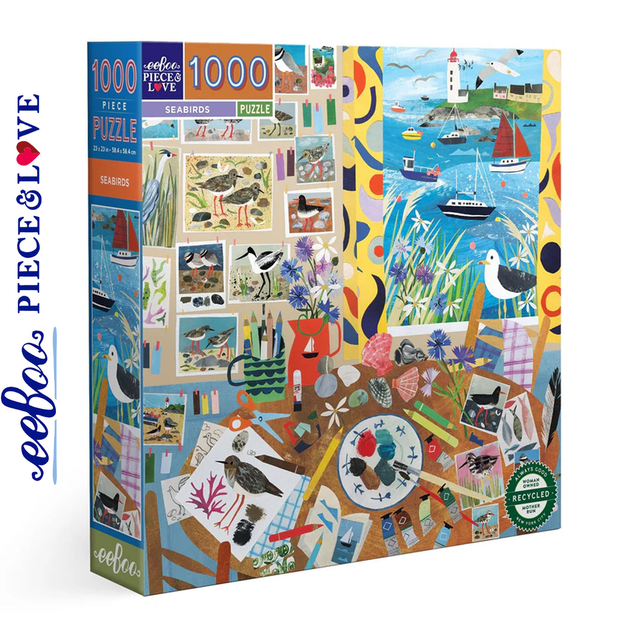 eeBoo SEABIRDS 1000 pc Square Jigsaw Puzzle Super Deluxe PZTSAB