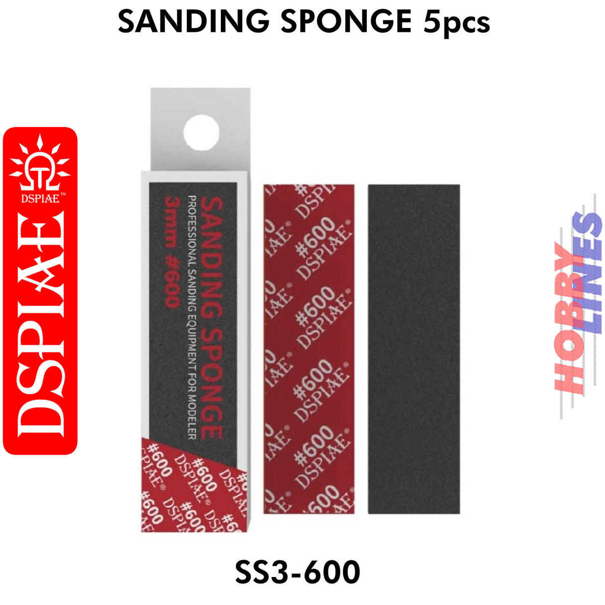 SS3-600 3mm #600 Sanding Sponge - 5pcs - 600 grit | DSPIAE | DS028