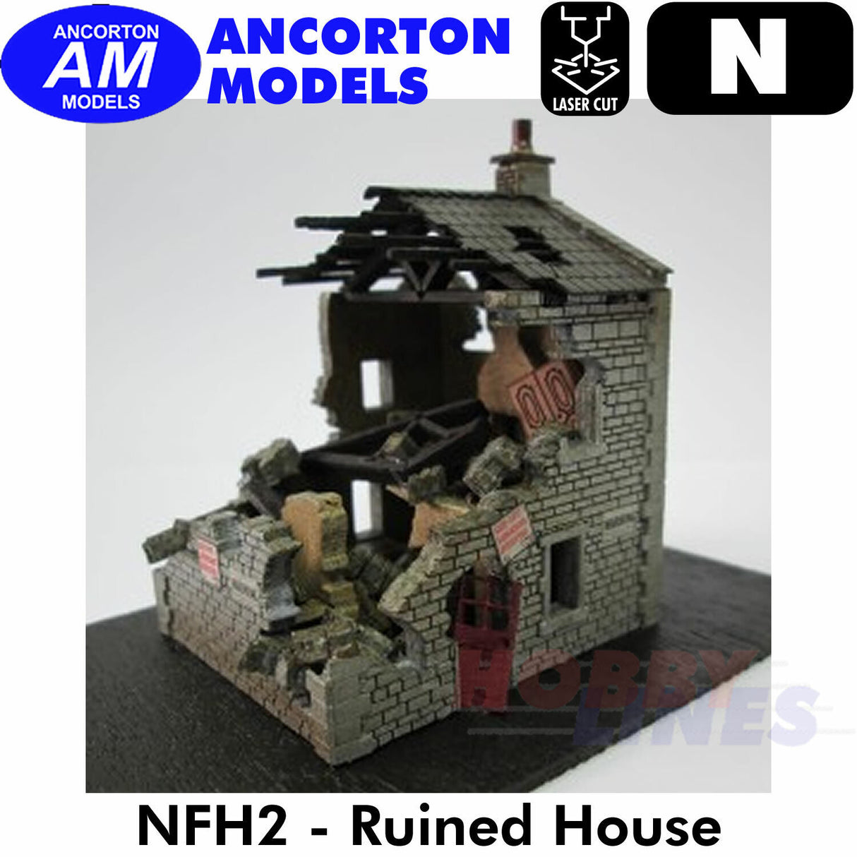 RUINED HOUSE building laser cut kit N gauge 1:148 scale Ancorton Models NFH2