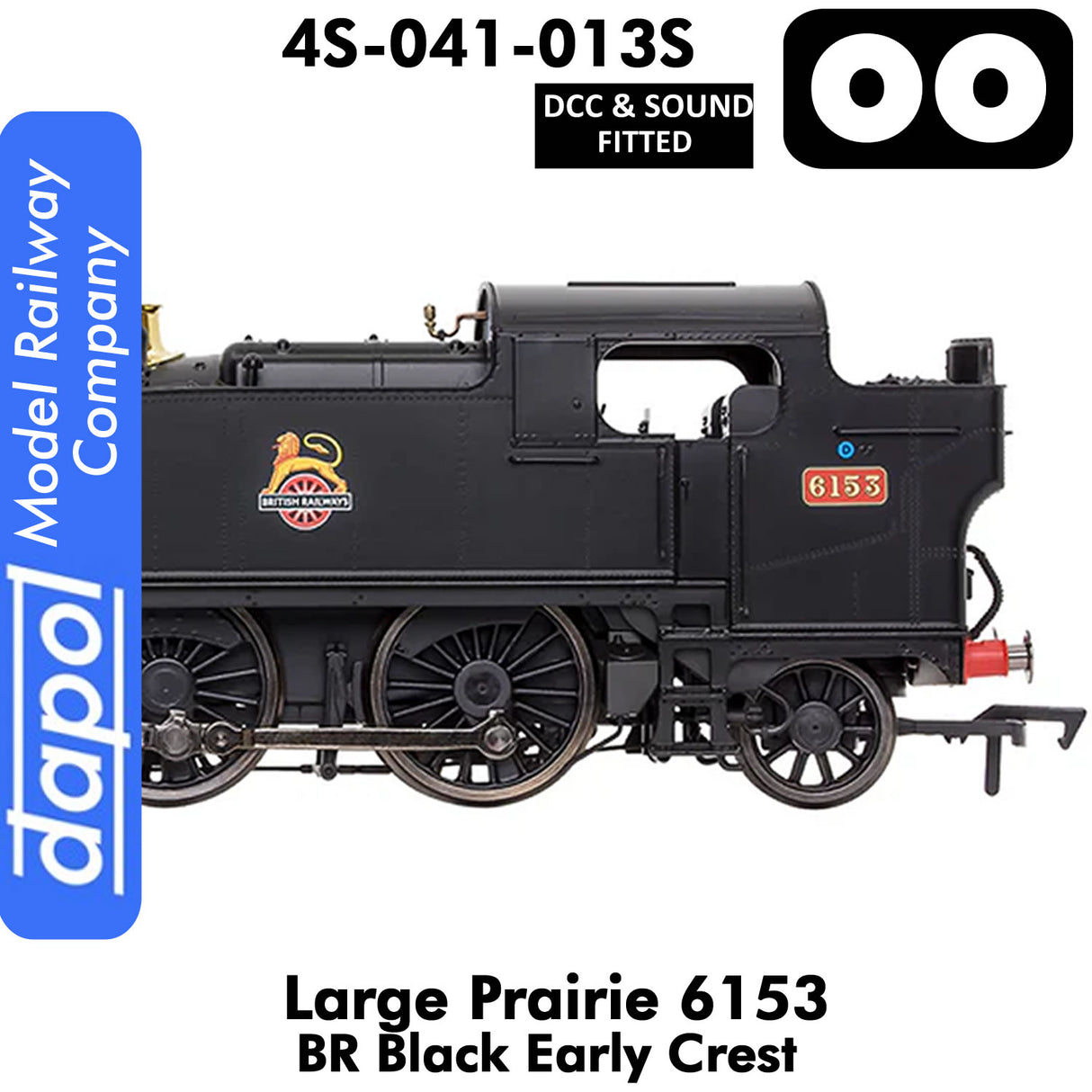 LARGE PRAIRIE 6153 BR Black Early Crest DCC & Sound Steam Locomotive |  Dapol |  4S-041-013S