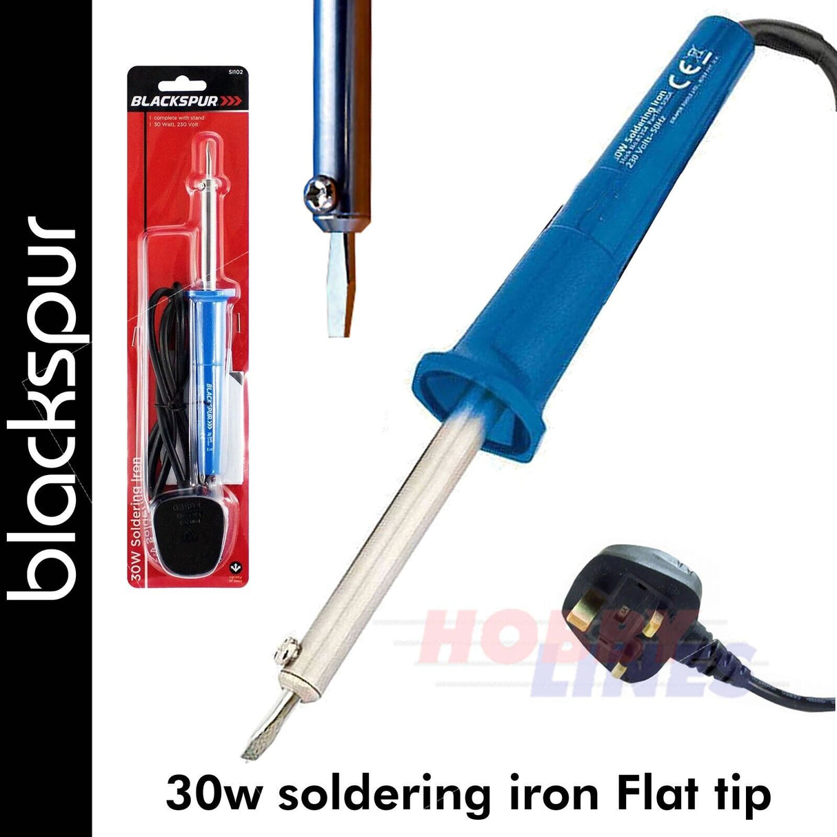 30W Soldering Iron Flat Tip | Blackspur | 77501