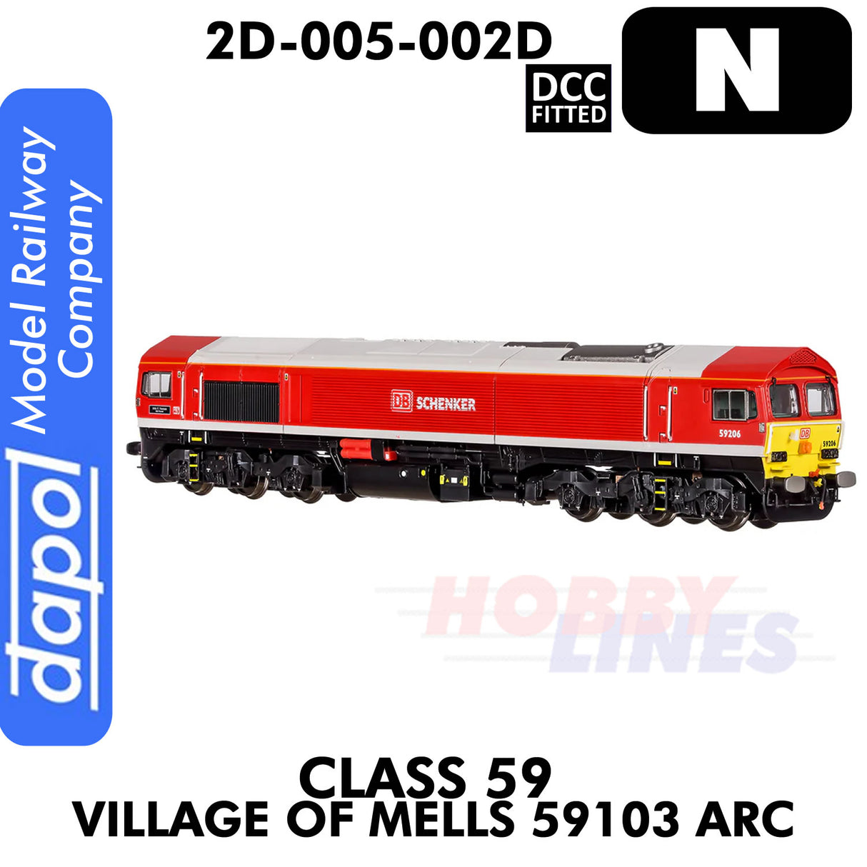 Class 59 John F Yeoman 59206 DB Schenker - DCC Fitted |  Dapol | 2D-005-002D