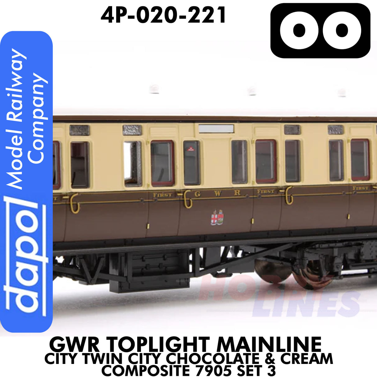 Great Western Railway Toplight MainLine Chocolate & Cream Composite 7905 Set 3 | Dapol | 4P-020-221
