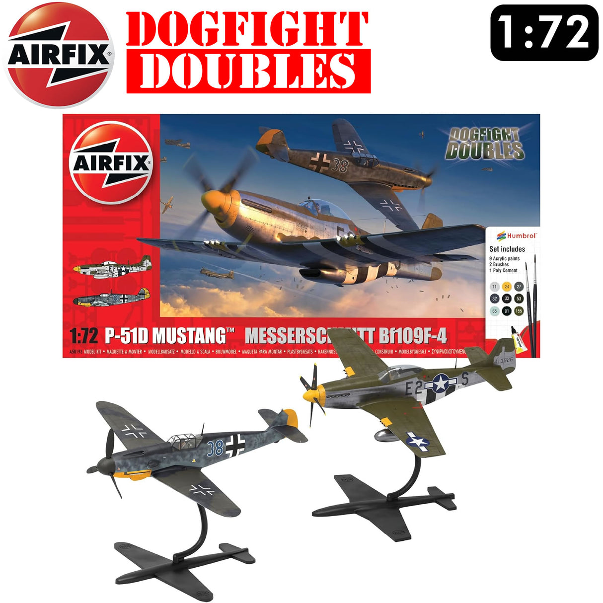 Dogfight Double - P-51D Mustang vs Bf109F-4 -Model Kit | Airfix | A50193