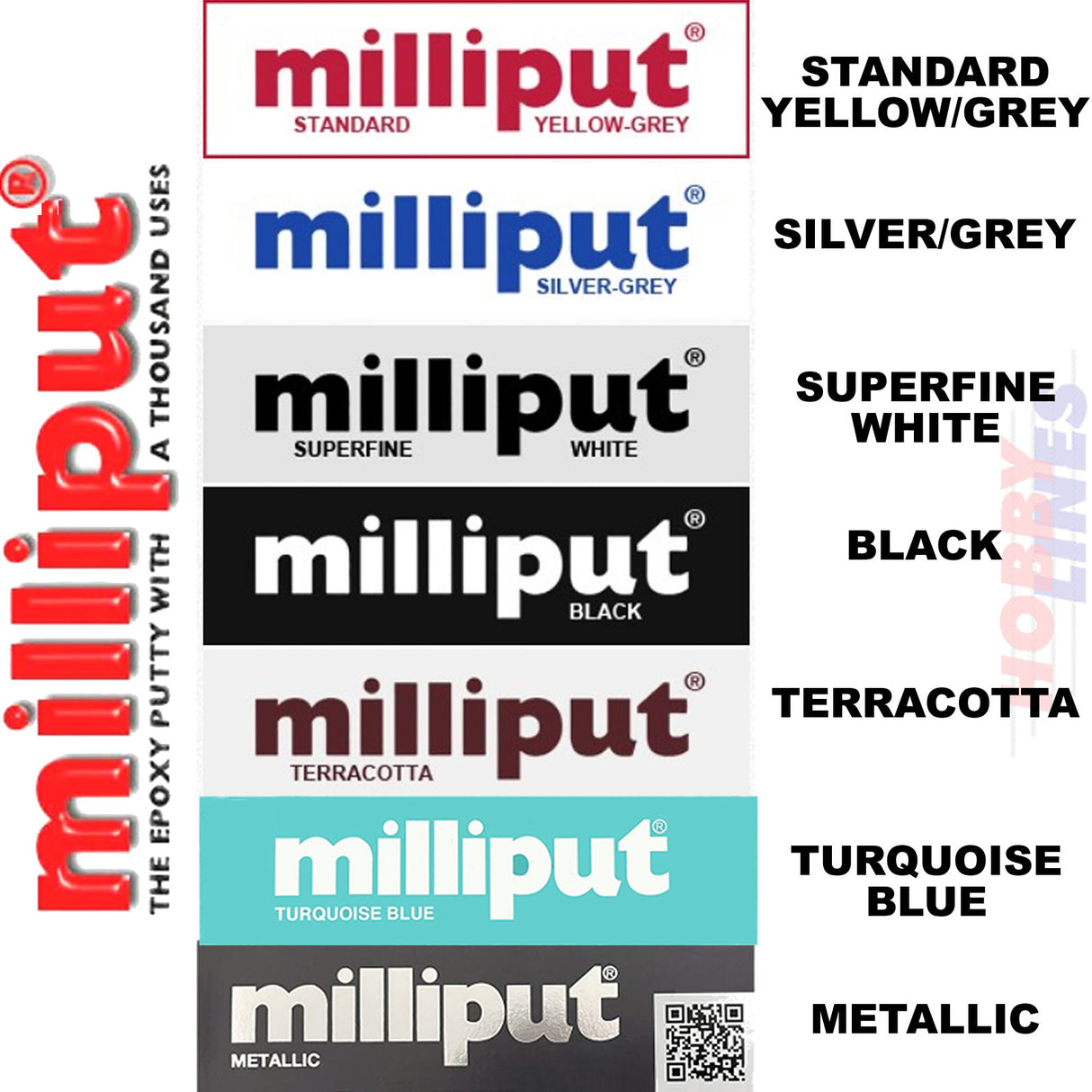 MILLIPUT 2 Part Epoxy Putty range DIY Craft Model Hobby Filler Repair 4oz 113.4g