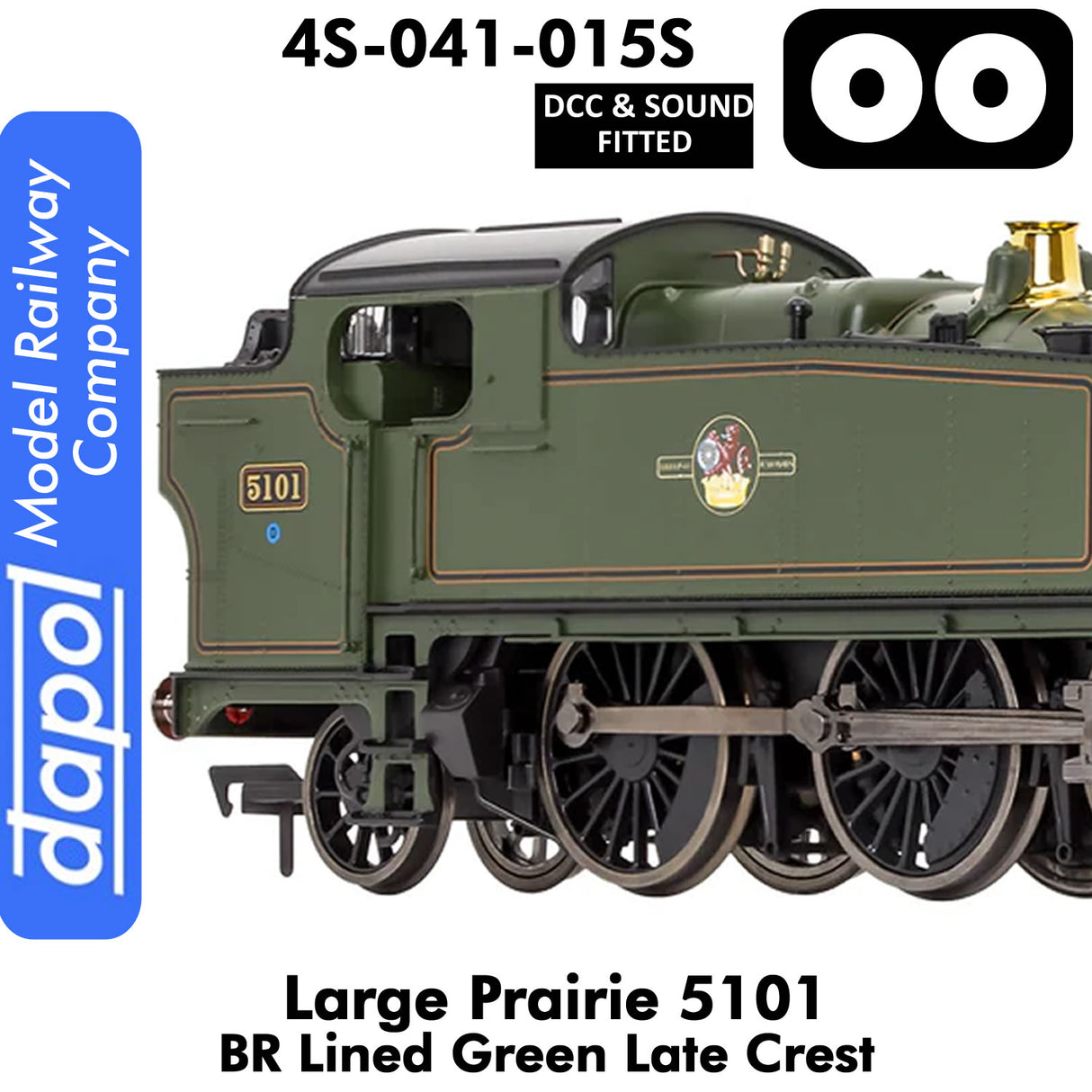 LARGE PRAIRIE 5101 BR Late Crest Steam Locomotive DCC & Sound | Dapol | 4S-041-015S
