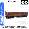 Great Western Railway - Toplight Coach Mainline City Lined Crimson All 3rd 3901 Set 1 | Dapol | 4P-020-011