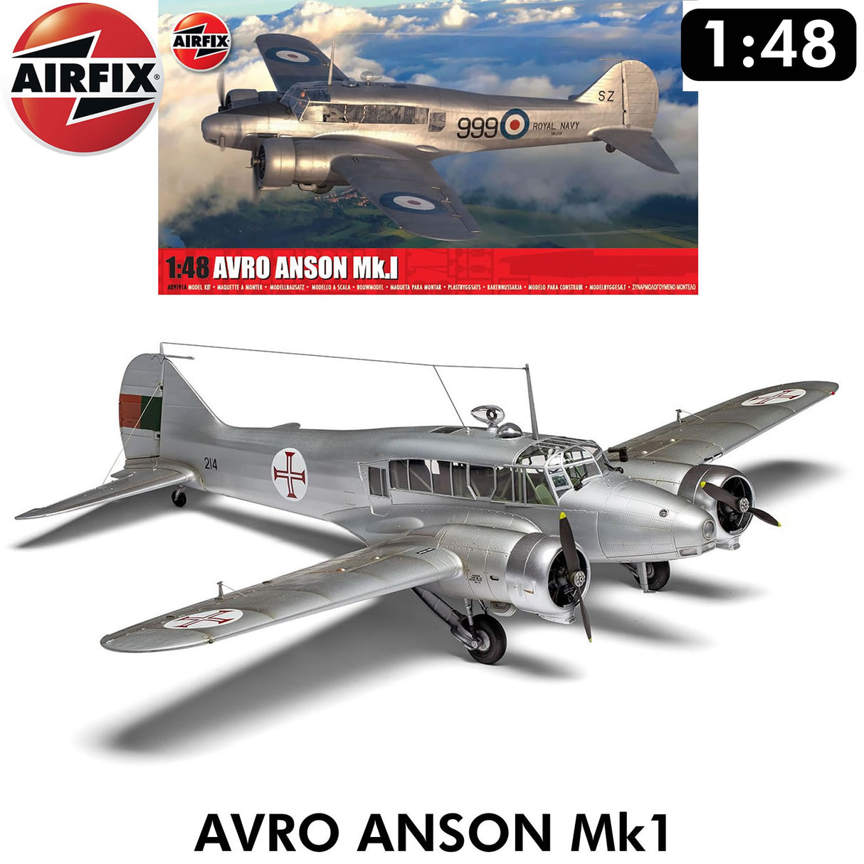 AVRO ANSON MK 1 WWII RAF Light Bomber Trainer - 1:48 Model Kit | Airfix | A09191A
