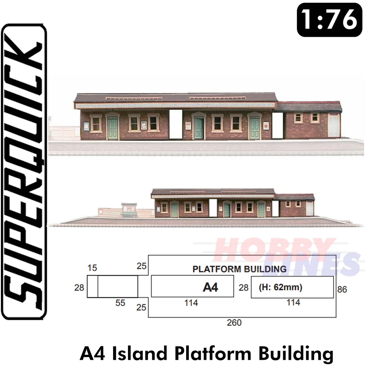 ISLAND PLATFORM BUILDING A4 1:72 OO HO Railway Building Series A A04 SuperQuick