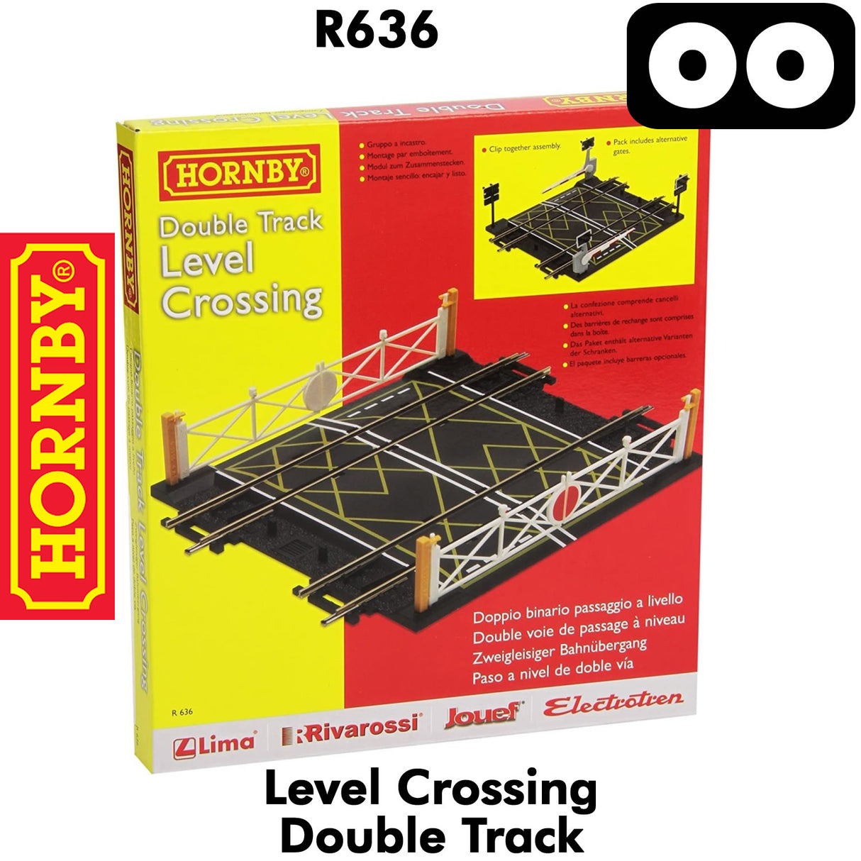 OO Gauge Level Crossing Double Track with lights and booms - 1:76 | Hornby | R636