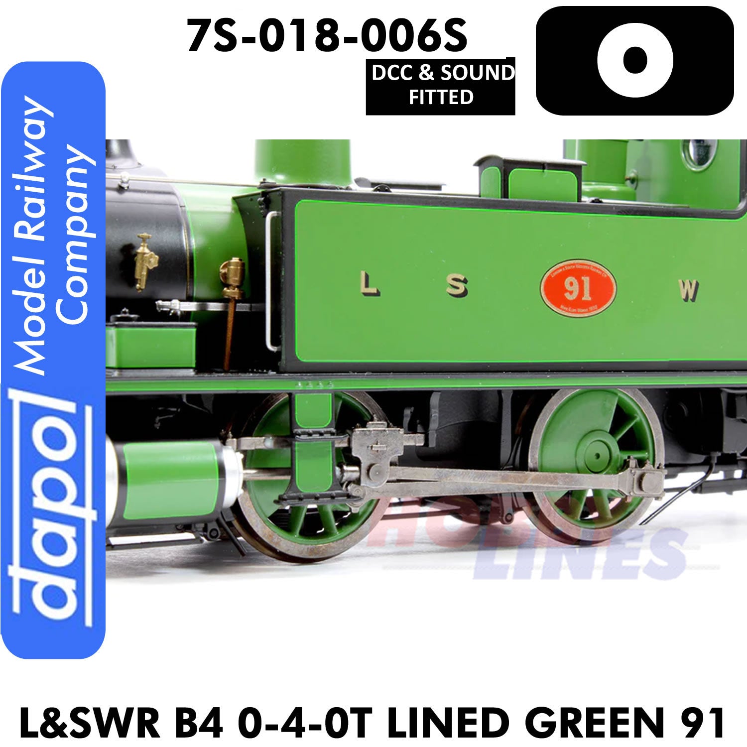 L & SWR B4 0-4-0T Lined Green 91 - DCC & Sound Fitted | Dapol | 7S-018-006S