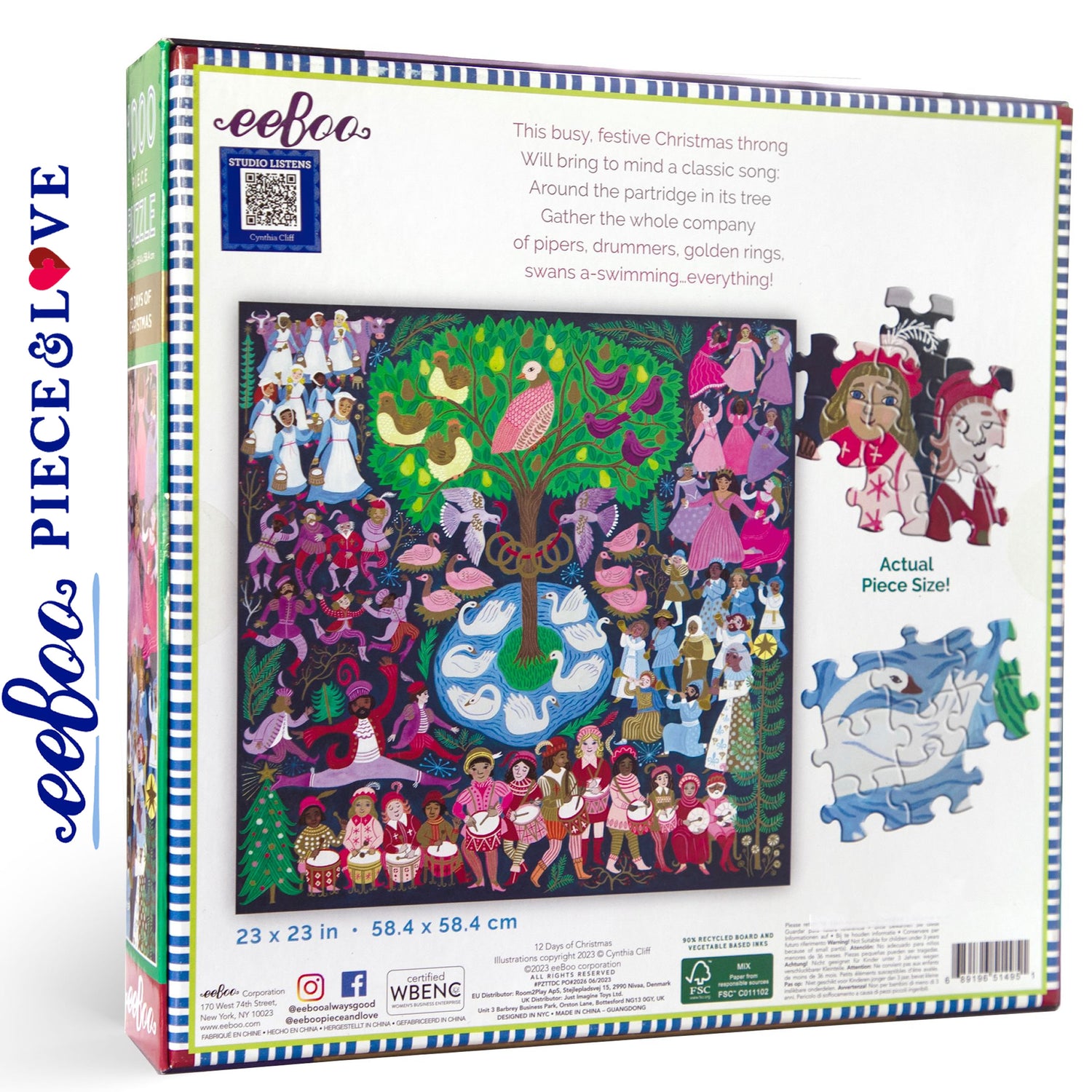 12 Days of Christmas  1000 pc Puzzle | eeBoo | ZTTDC