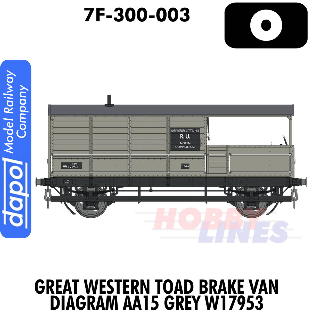 Great Western Railway Toad Brake Van -Grey - W17953 | Dapol | 7F-300-003
