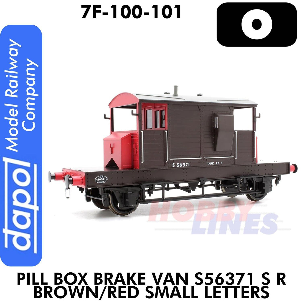 Pill Box Brake Van S56371 SR Brown/Red Small Letters | Dapol | 7F-100-101