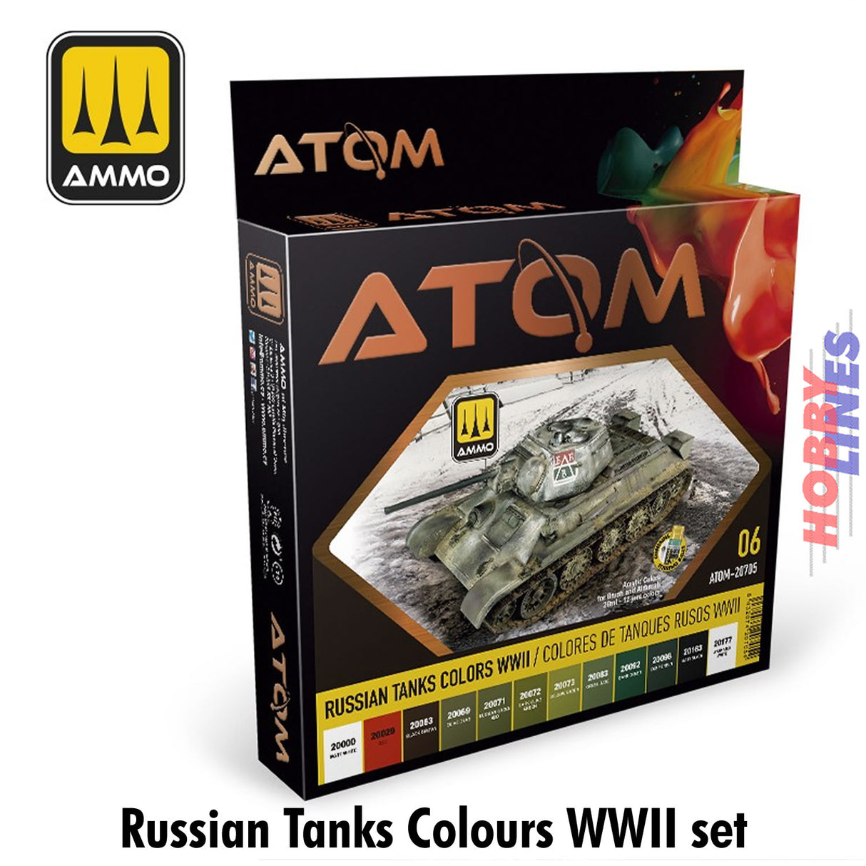 Russian Tank Colors WWII 12 20ml colour Paint Set AMMO By Mig Jimenez ATOM-20705