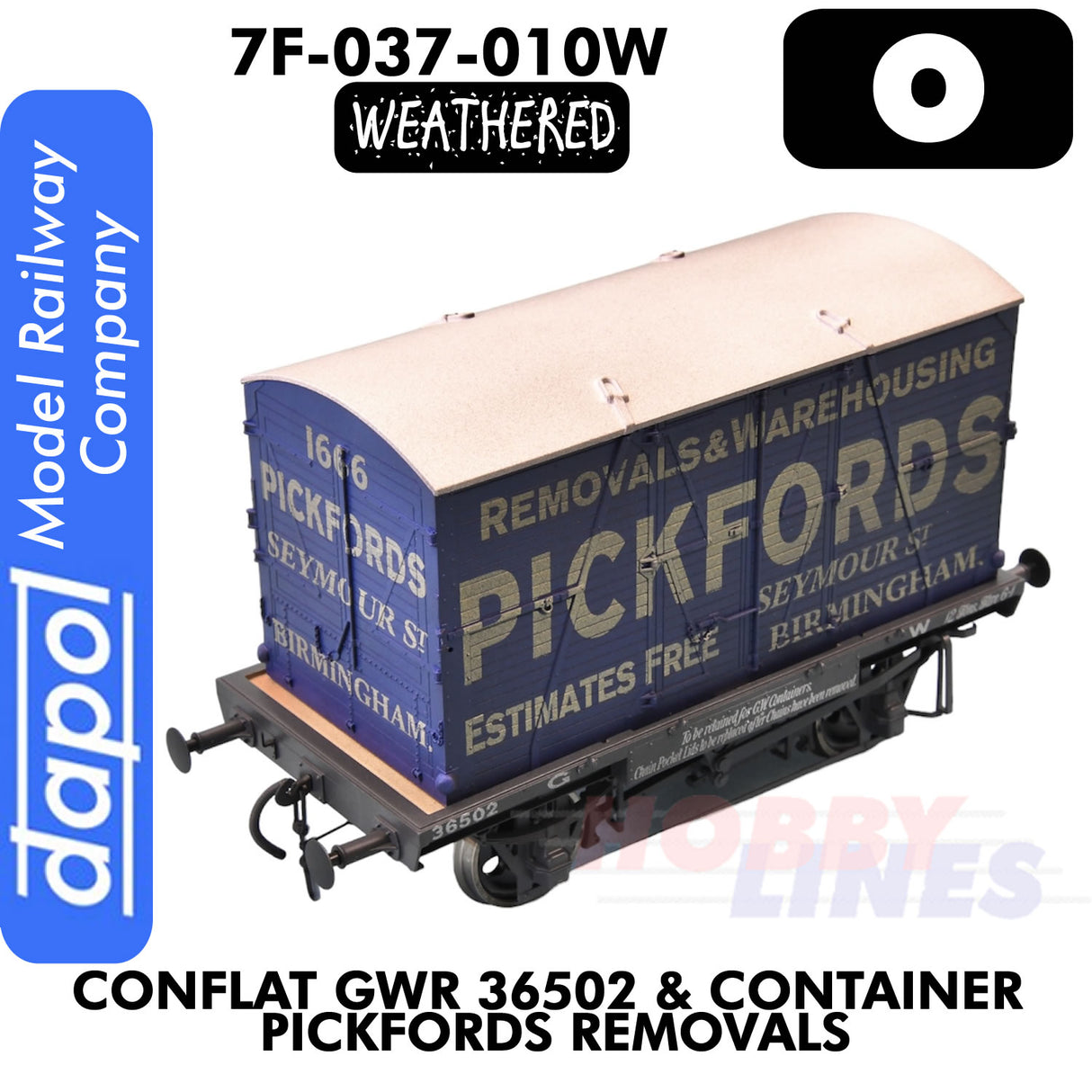 Conflat GWR 36502 & Container Pickfords - Weathered -Wagon | Dapol | 7F-037-010W