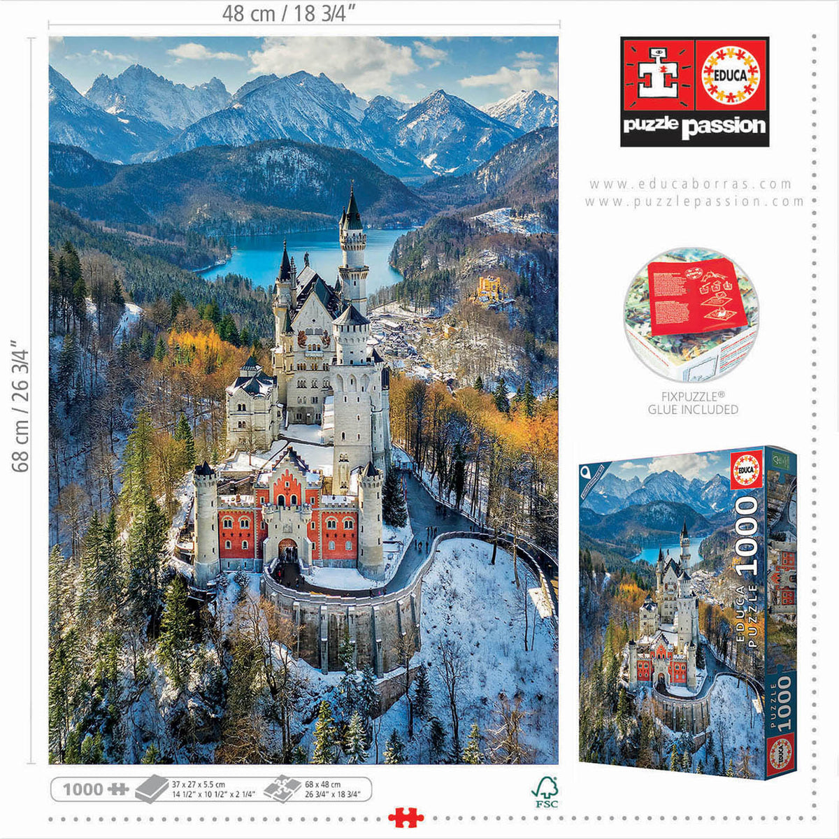 Neuschwanstein Castle From The Air 1000 Piece Jigsaw Puzzle | Educa | 19261