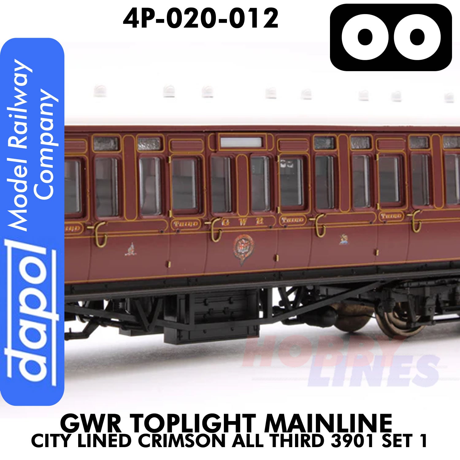Great Western Railway -  Toplight Mainline City Lined Crimson All third 3902 Set 1 | Dapol | 4P-020-012