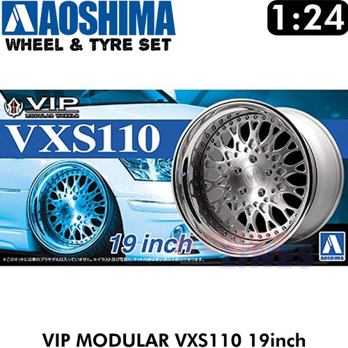 Wheels Tyres VIP MODULAR VXS110 19inch 1:24 Set of 4 Tuned Parts Aoshima 05246