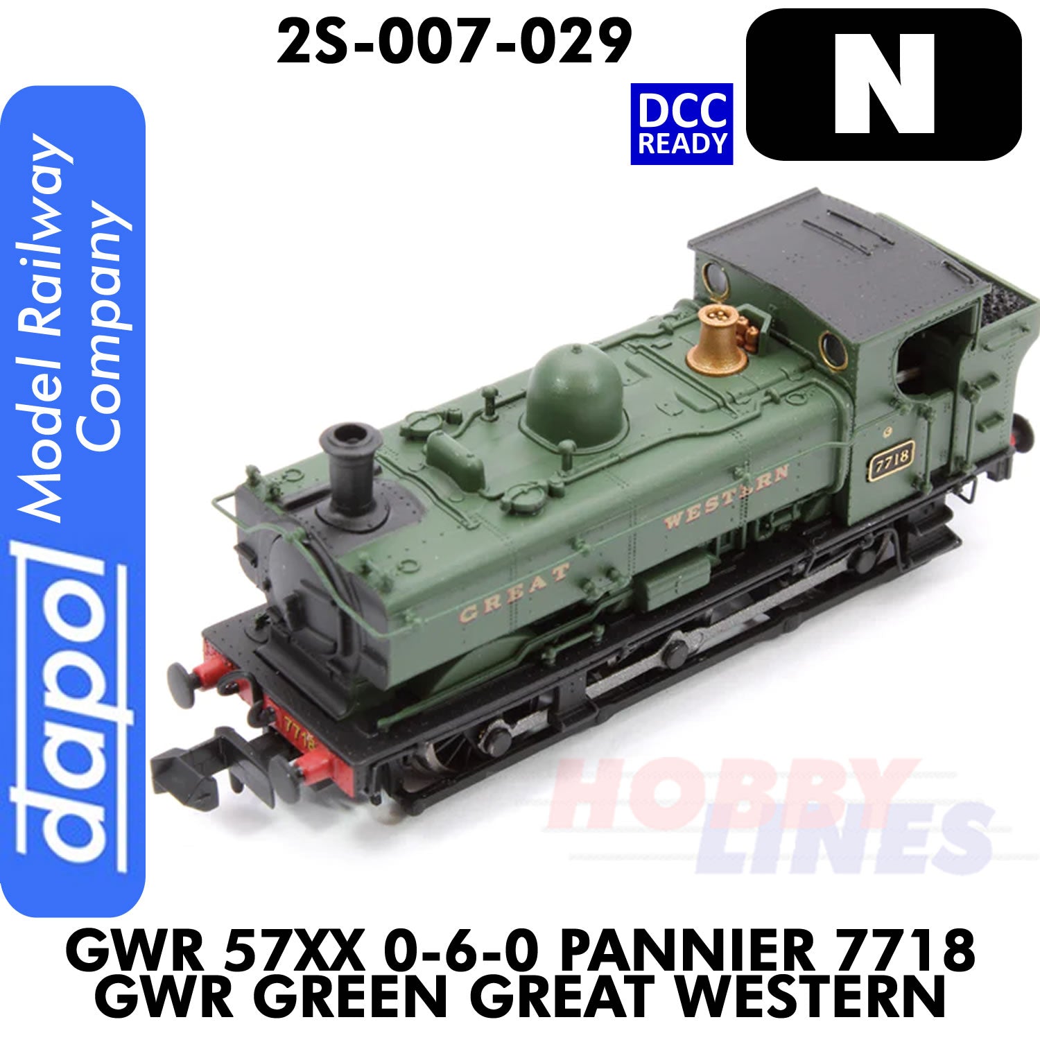 Great Western Railway - 57XX 0-6-0 Pannier 7718 Green Great Western - DCC Ready |  Dapol | 2S-007-029
