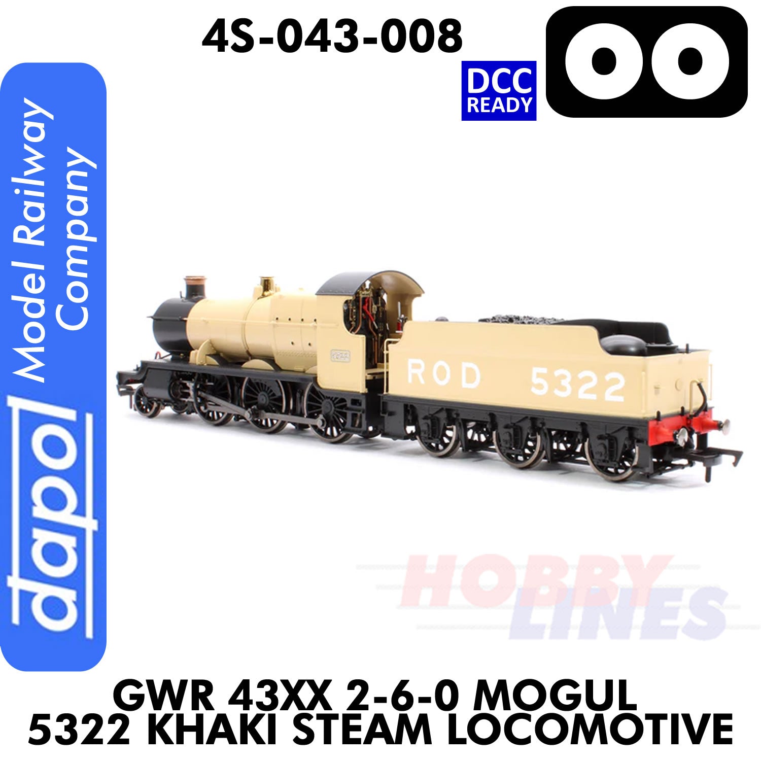 Great Western Railway - 43xx 2-6-0 Mogul 5322 Khaki - 1:76 OO |  Dapol | 4S-043-008