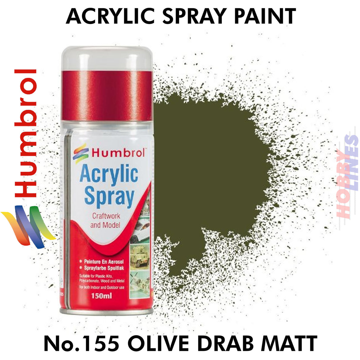No 155 Olive Drab Matt 150ML Humbrol Sprays